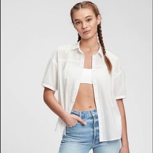 Gap flowy white button down short